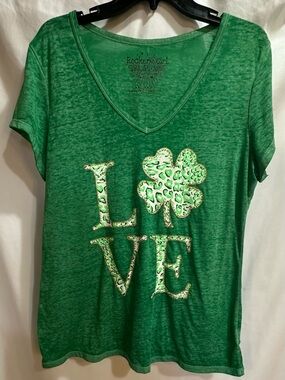 ALL ACCESS Green V-Neck RockerGirl Tee